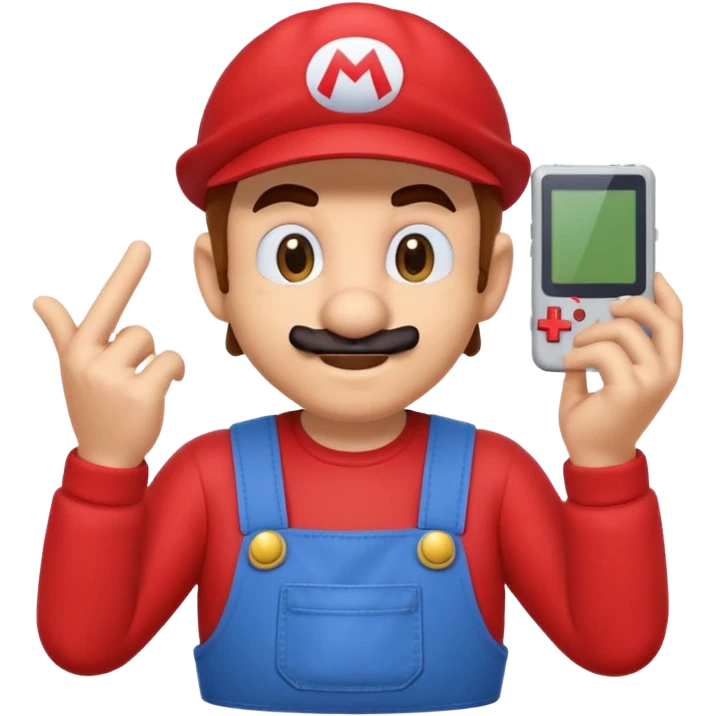 Super Mario playing a Game Boy, emoji style emoji