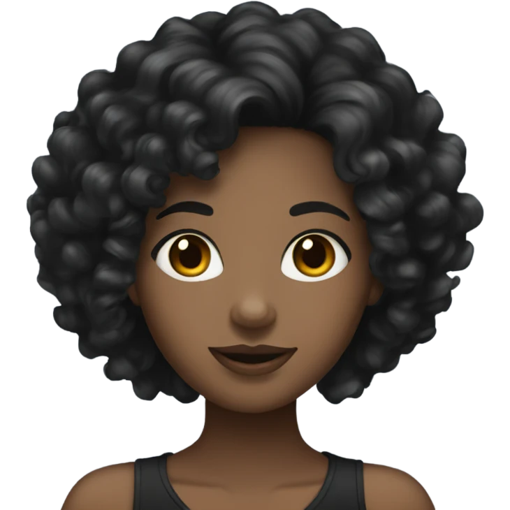 pretty black girl with long curly short black hair  emoji