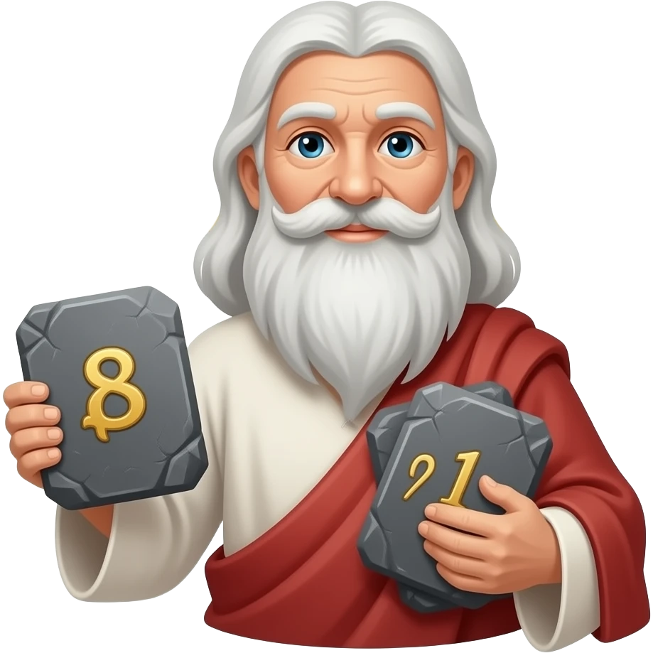 Moses as a wise old man holding the Ten Commandments stone tablets emoji