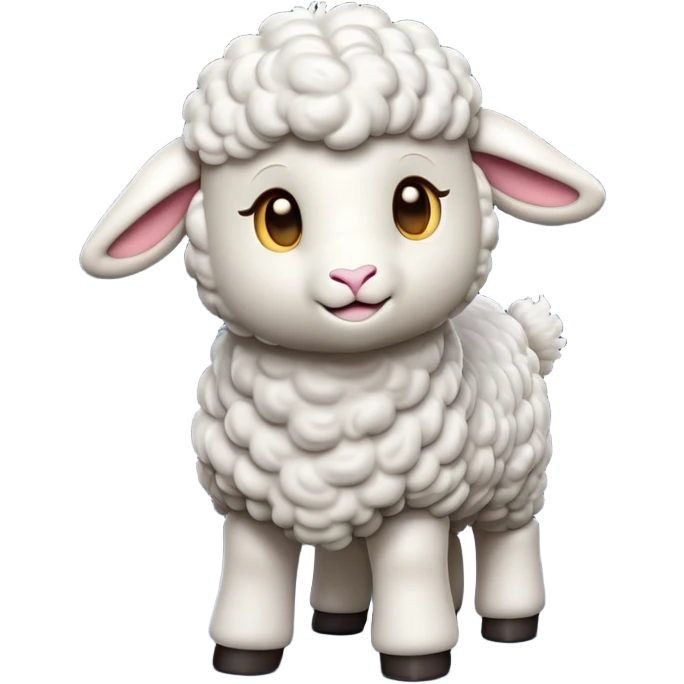 cinematic-[lamb]-realistic-full-body-standing-emoji,-tail-flicking-lazily,-head-tilted-dramatically,-curly-[white]-fur,-simplified-yet-realistic-focused-features,-highly-detailed,-glowing-with-an-almost-sarcastic-glow emoji