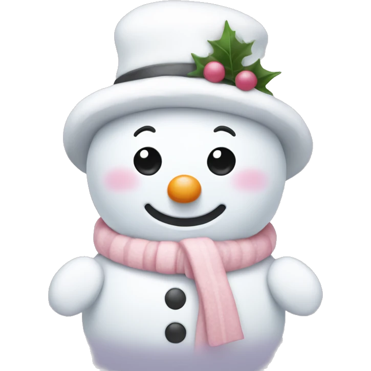 Cute white and light pink snowman emoji