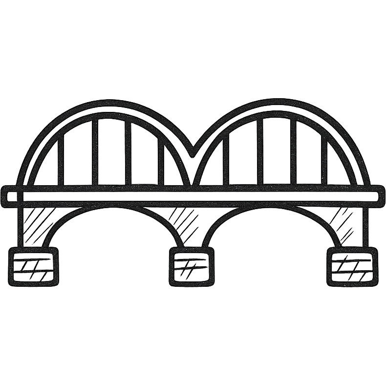 a bridge in a hand drawn black outline style, simple and sketchy emoji