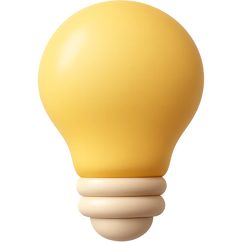 A light bulb with soft curves and gentle contours emoji