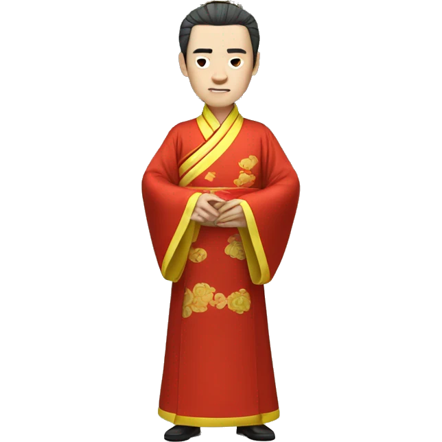 The Chinese emperor is dressed in hanfu,with the upper body emoji