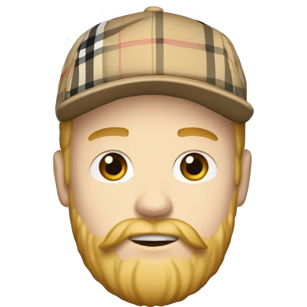 guy with white skin burberry pattern cap and long blonde beard emoji