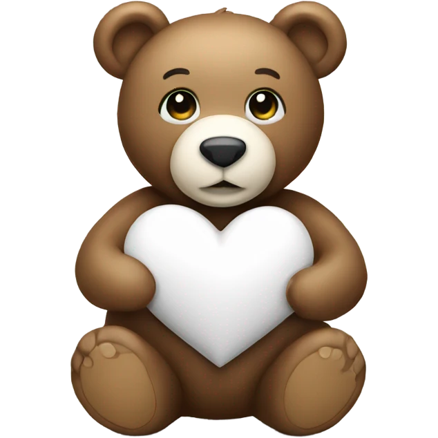 Teddy bear holding a white heart emoji