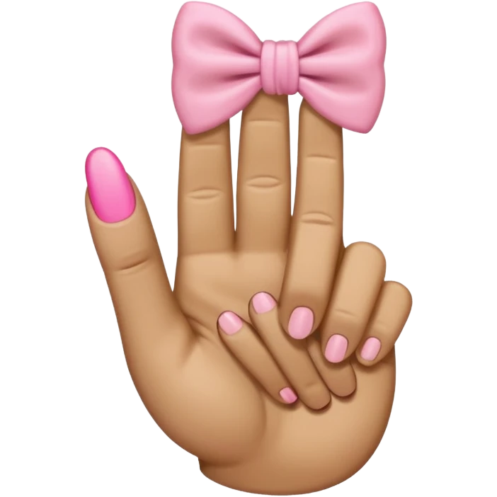 A tan middle finger with a pink bow on it  emoji