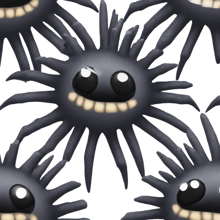 Black scary sea urchin with long black spikes  emoji