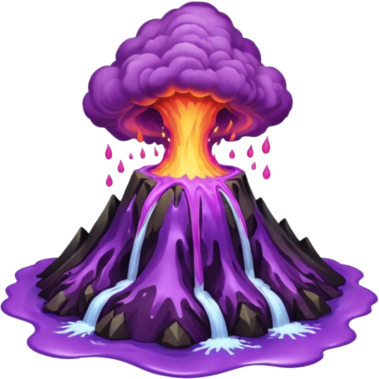 A volcano errupting only with a pure purple liquid and purple fire emoji