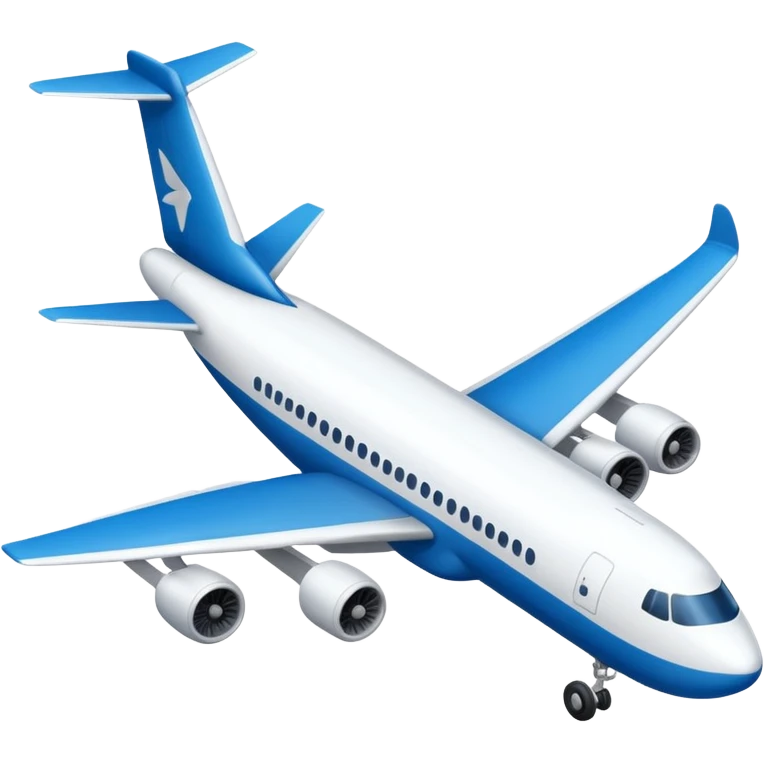 Big blue and white airplane with landing gear down  emoji