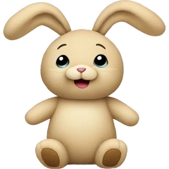 Old beige plush rabbit toy emoji
