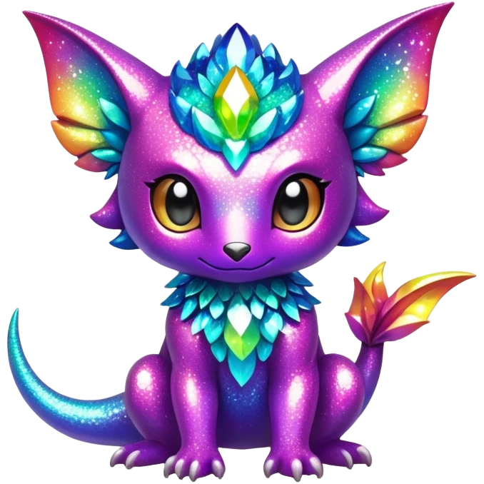 Randomly-colored sparkly exotic chibi Fakémon-creature emoji