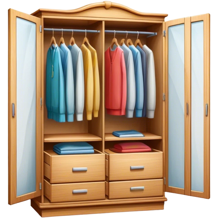 Icon for Furniture Design: a semi-transparent sketch of a wardrobe with a 3D model, pencil strokes, and development metrics. Without dress. The icon should represent the process of creating and refining furniture design. Transparent background. emoji