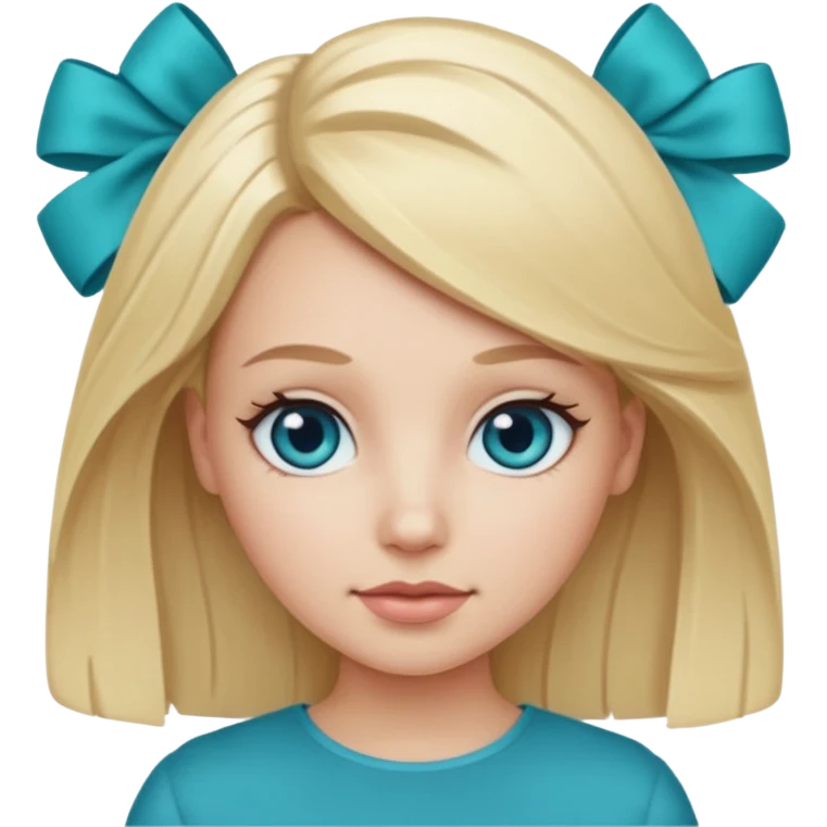 white girl with blond hair and teal bow emoji