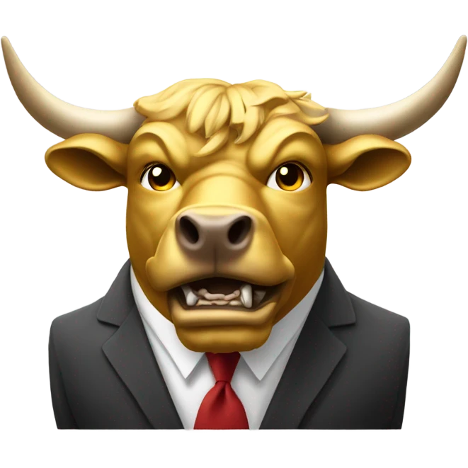 golden raging wall street bull portrait emoji