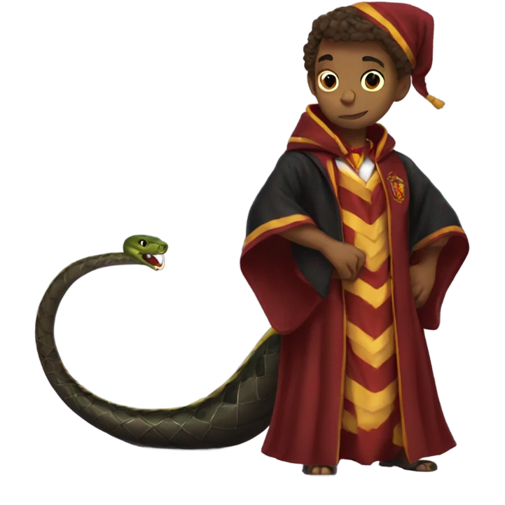A snake wearing a gryffindor gown emoji