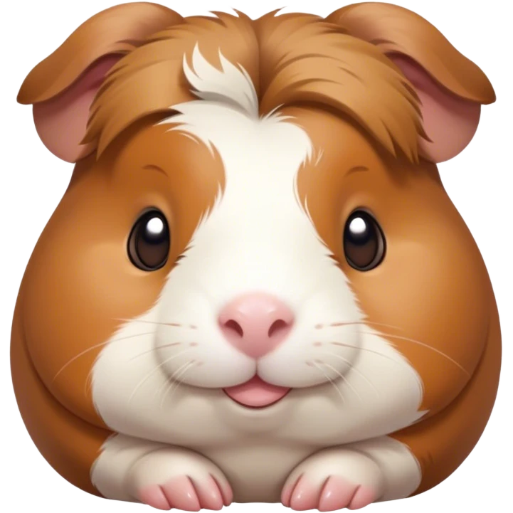 Meme-Worthy Cute Sleeping Brown and White Banded Guinea Pig Portrait Emoji, Head resting peacefully with a contented smile, showcasing a delightfully chubby build and a luxuriously soft banded coat of brown and white, eyes shut in a serene, cozy nap, Simplified yet hilariously adorable features, highly detailed, glowing with a soft, drowsy light, high shine, relaxed and utterly lovable, stylized with an air of playful laziness, bright and heartwarming, soft glowing outline, capturing the essence of a comically sleepy guinea pig, so meme-worthy it feels like it could instantly become the next viral sensation of adorable slumber! emoji