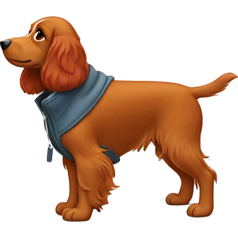 A red-haired spaniel in a winnie the pooh jacket emoji
