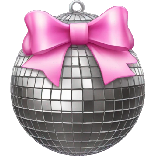 Disco ball with pink bow emoji