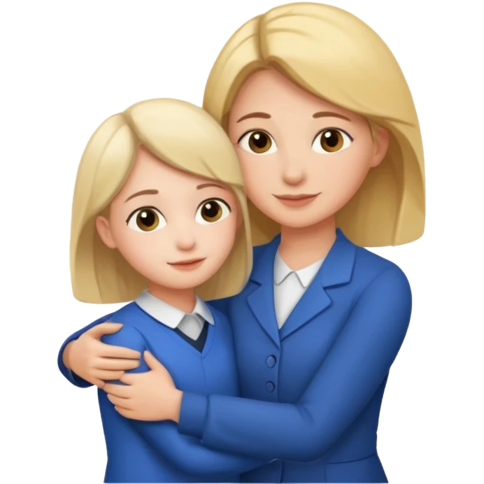 A woman teacher and young student They hug emoji