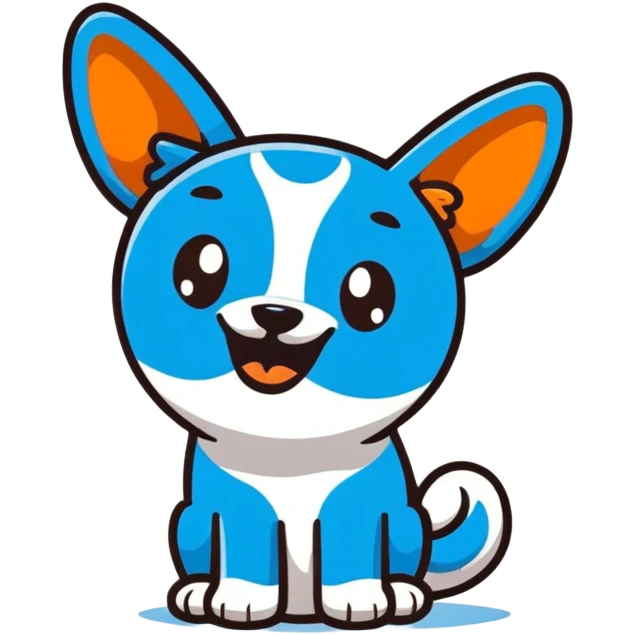 Bluey character, blue cartoon dog with rounded ears and happy expression emoji