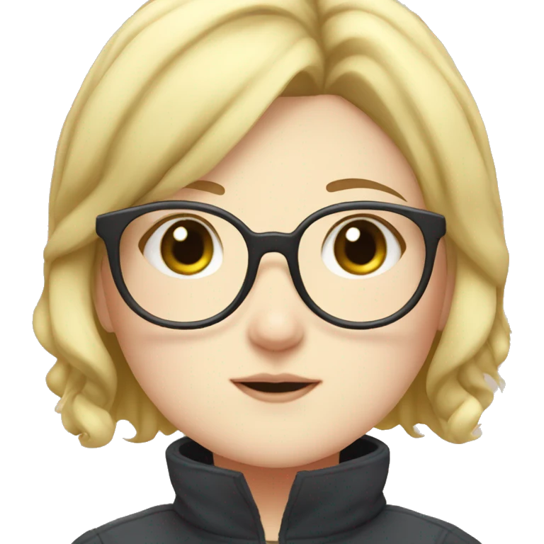 Chubby anime girl with glasses and short blonde hair emoji
