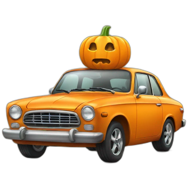 Car with pumpkin  emoji