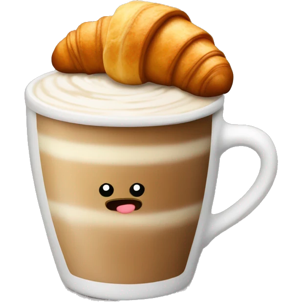 Cup of cappuccino with croissant emoji