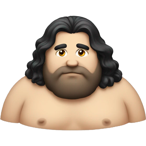 fat guy with long black hair emoji