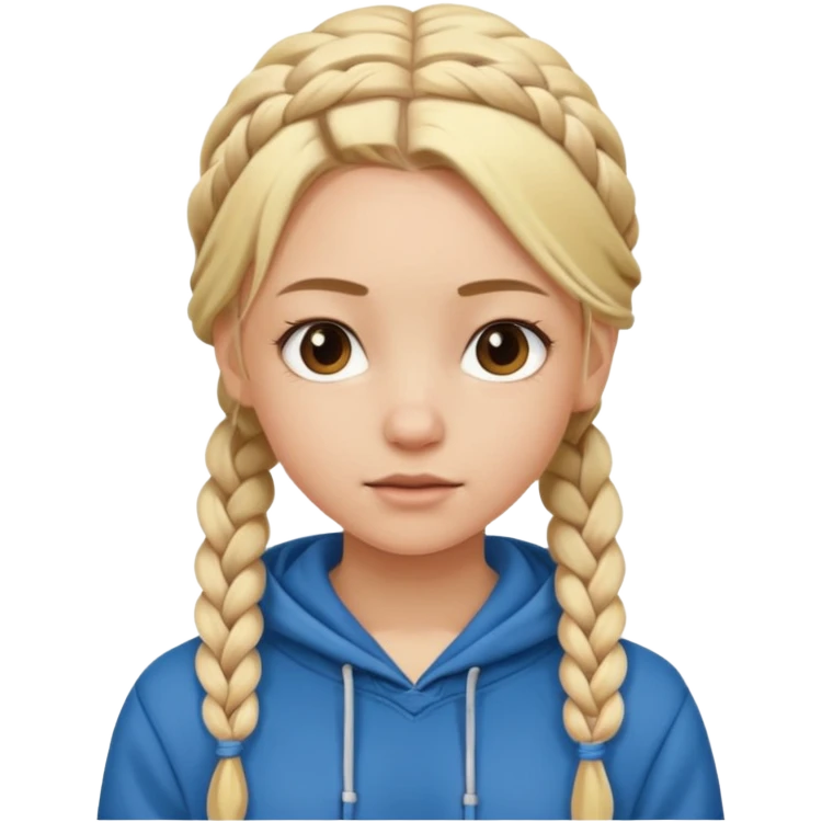 hoodie which cover her hair blonde girl with braided hair emoji