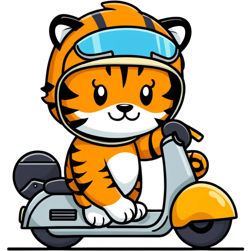 Tiger wearing a motorcycle helmet vacuuming  emoji