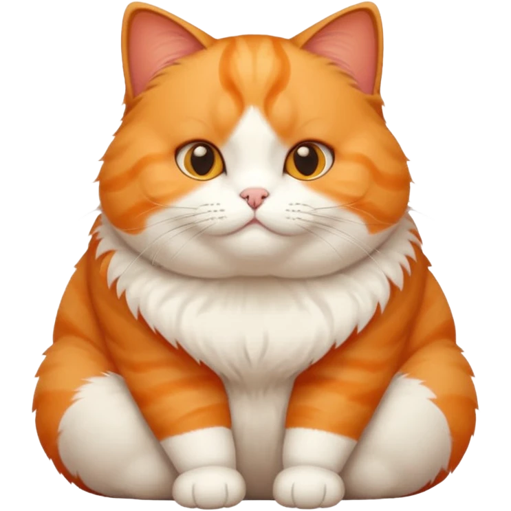 chubby cat, sitting, friendly look emoji