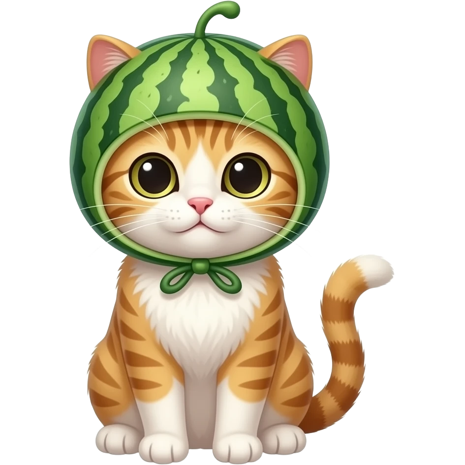 Cat with water melon hat emoji