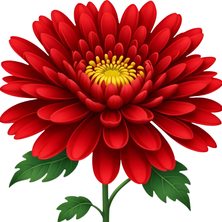 single Bright Red Chrysanthemum, straight stem emoji