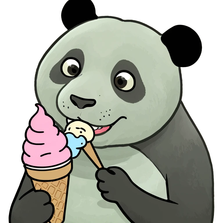 Panda eating ice cream emoji