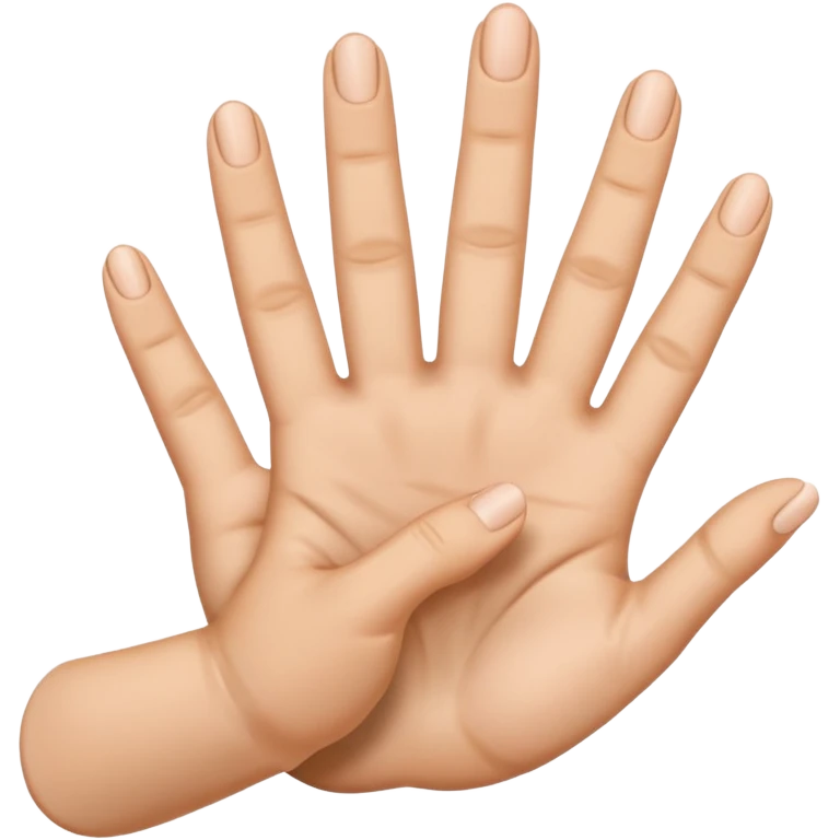 Extend your thumb, index finger, and middle finger straight out.
Tuck your ring finger and pinkie down into your palm (they stay folded). emoji