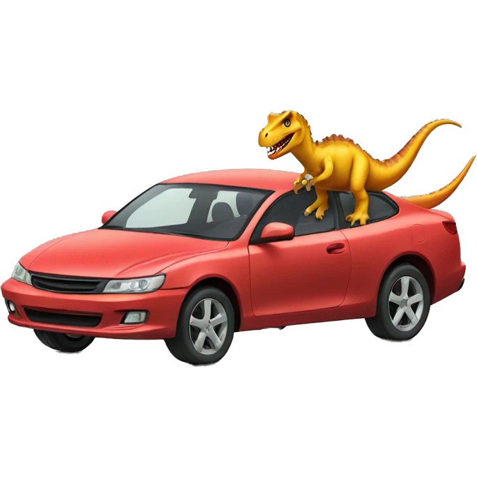 Dinosaur in car emoji