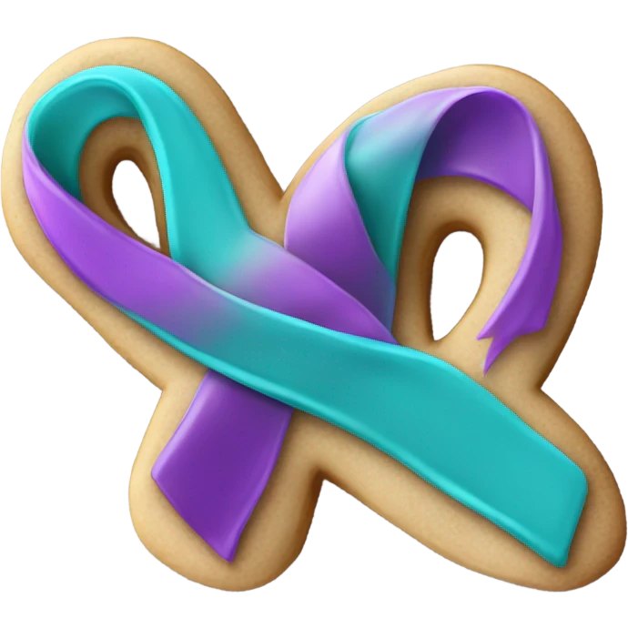 Purple teal Suicide awareness ribbon, heart cookie emoji