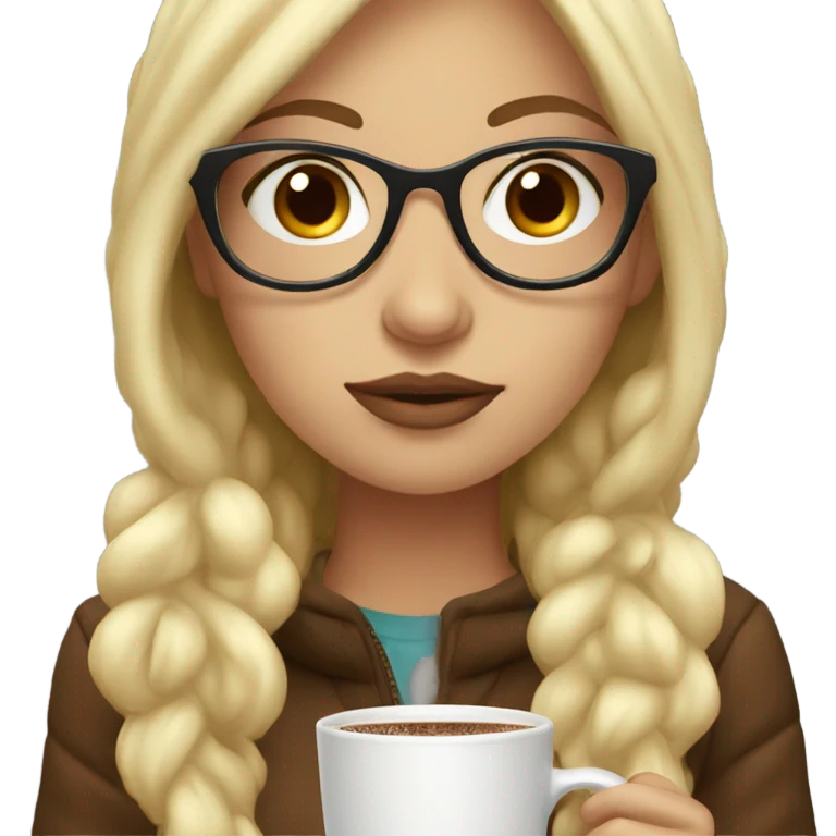 Blonde Girl with glasses drinking hot chocolate  emoji