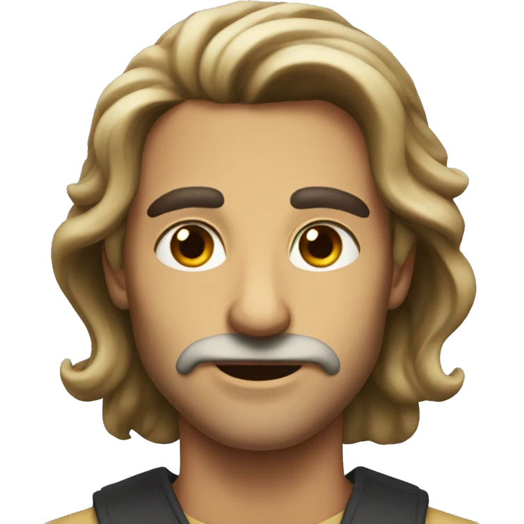 An Italian man with a sharp jawline and long hair  emoji