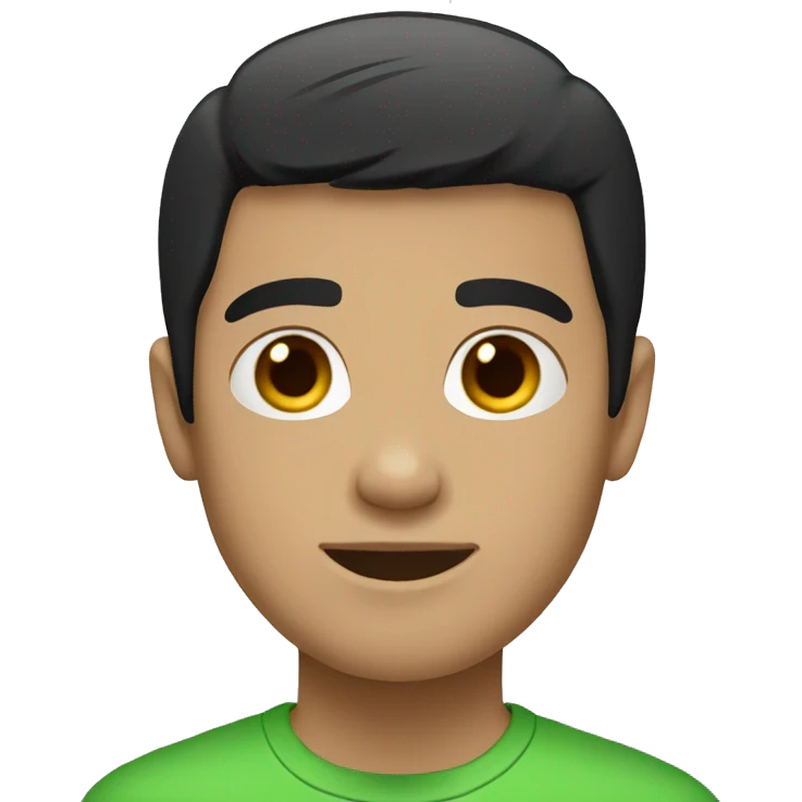 short black hair male green t-short emoji