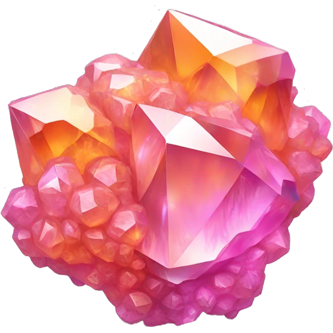 Pink and Orange iridescent crystal cluster  emoji