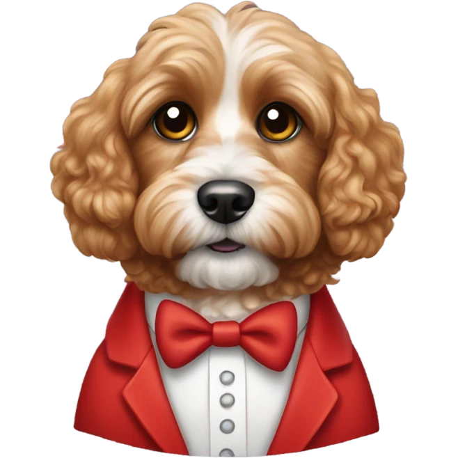 Red tuxedo cavapoo emoji