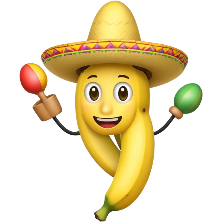 Banana wearing a sombrero holding maracas emoji