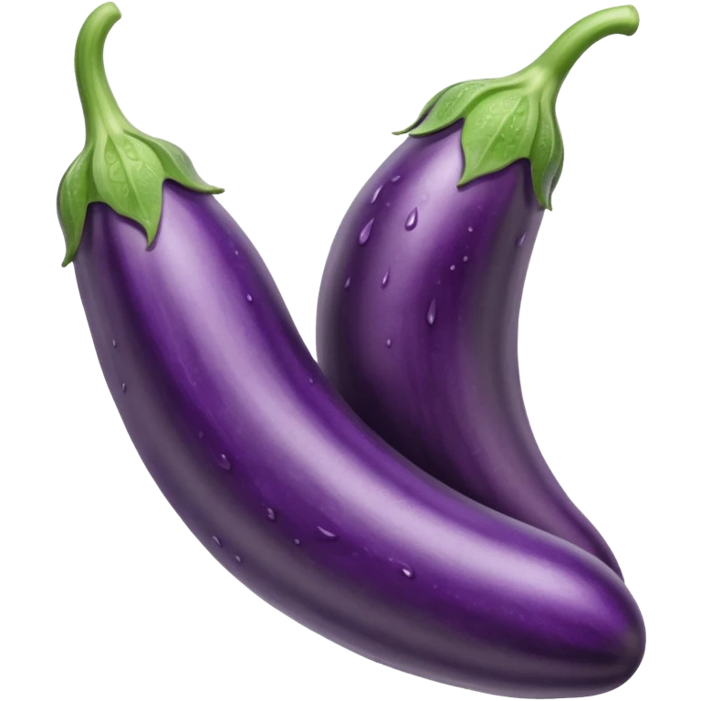 Detailed dripping veiny wet long cucumber shaped eggplant with ridges veins along body emoji