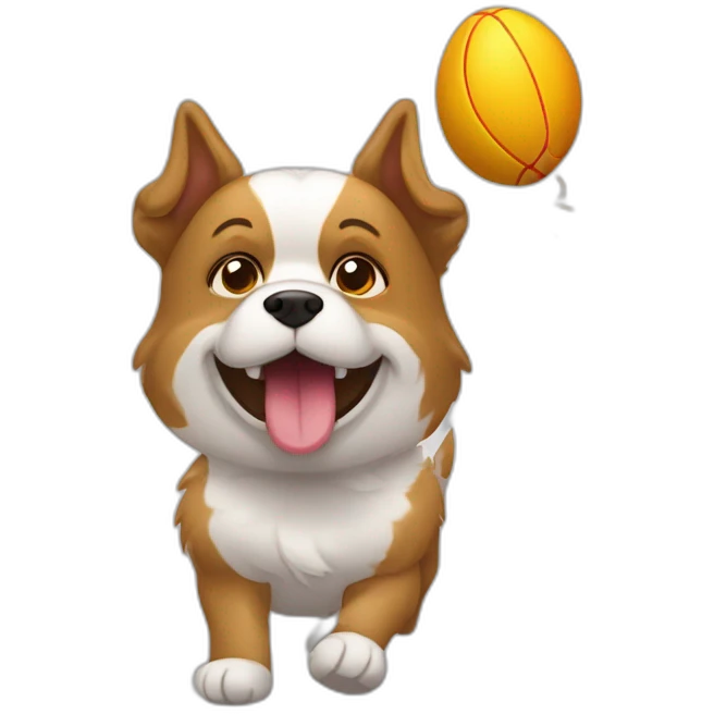 Chien qui coure avec un ballon de rugby emoji