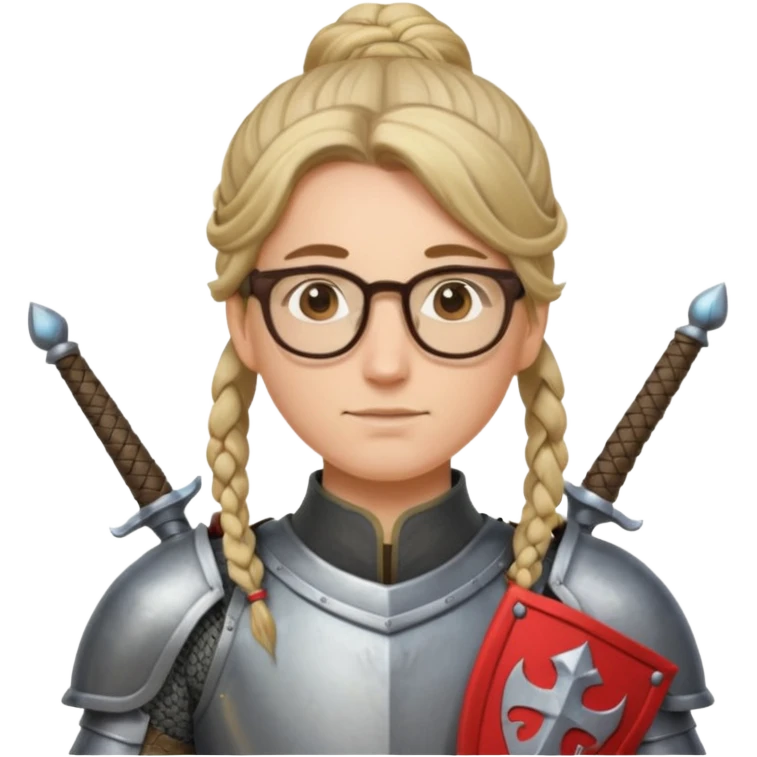 knight's with glasses with long boarder & hair bun hair emoji