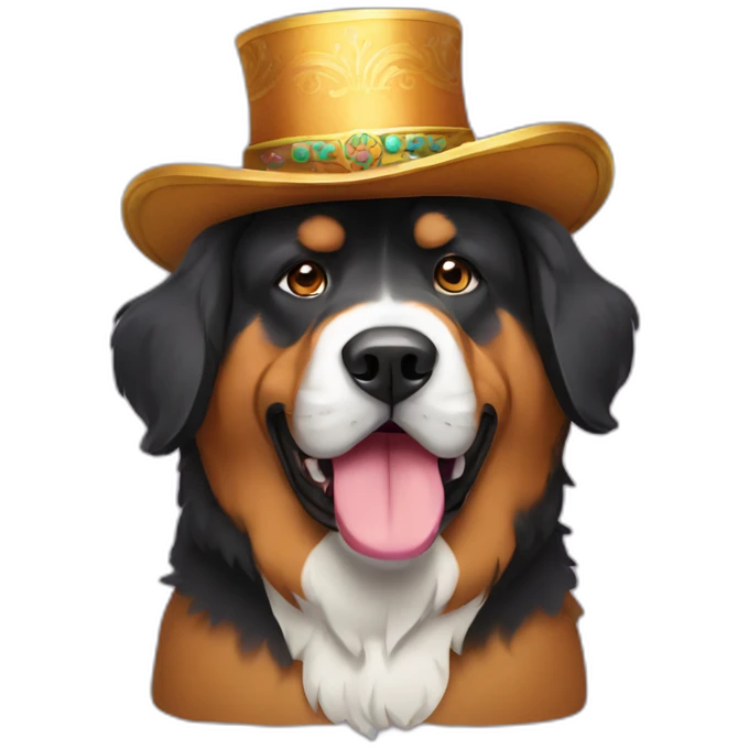 Tibetan mastiff in fancy hat emoji