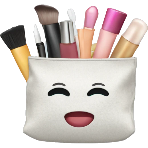 bag with cosmetics sticking out emoji