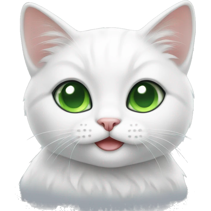 Cute adorable white cat with green eyes sitting  emoji